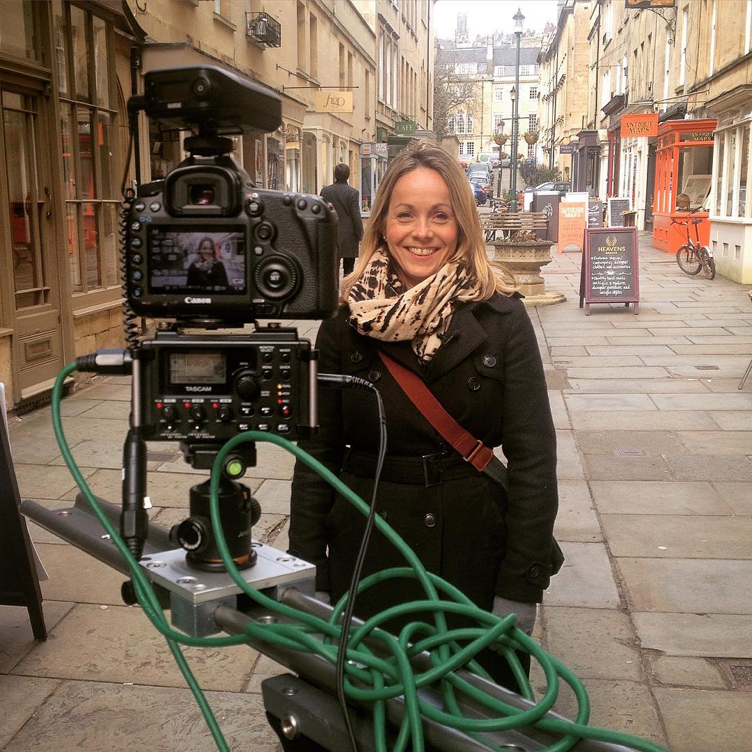 a photo from filming with bath tourism plus ishowcasing the city of bath